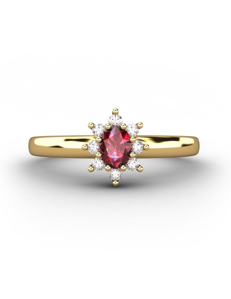 ANILLO ORO BTE 0,08 CT Y RUBI