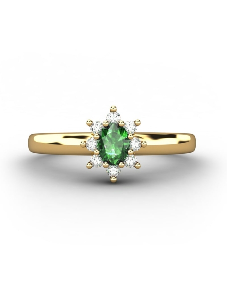 ANILLO ORO BTE 0,08 CT Y ESMERALDA