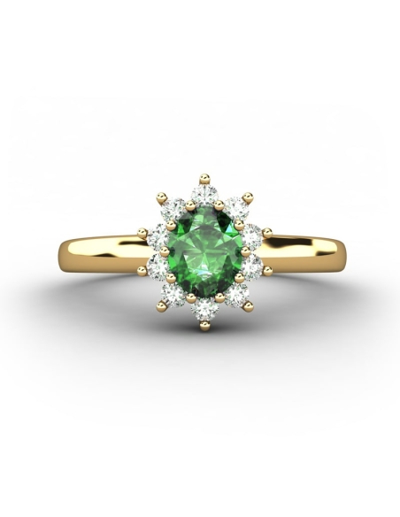 ANILLO ORO BTE 0,15 CT Y ESMERALDA
