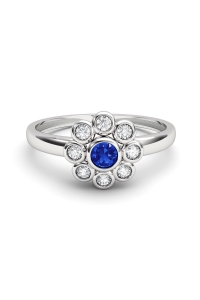 ANILLO EPOQUE DE ORO DIAMANTE DE 0,13 CT Y ZAFIRO
