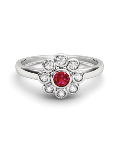 ANILLO EPOQUE DE ORO DIAMANTE DE 0,13 CT Y RUBI