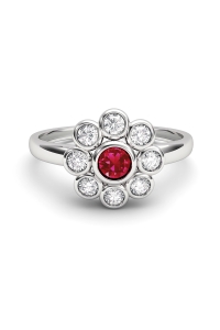 ANILLO EPOQUE DE ORO DIAMANTE DE 0,25 CT Y RUBI