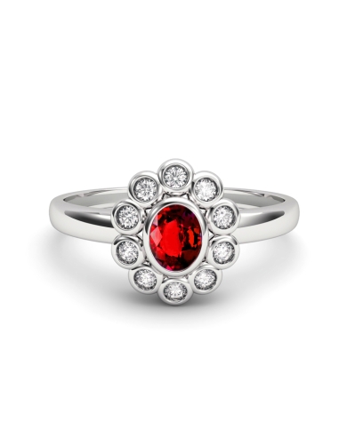 ANILLO SISSI DE ORO DIAMANTE 0,10 CT RUBI OVAL 4X3