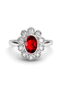 ANILLO SISSI DE ORO DIAMANTE 0,25 CT RUBI OVAL 6X4