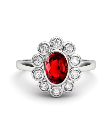ANILLO SISSI DE ORO DIAMANTE 0,25 CT RUBI OVAL 6X4