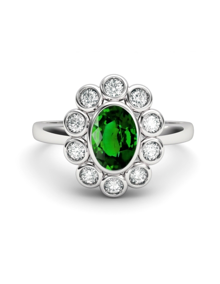 ANILLO SISSI DE ORO DIAMANTE 0,25 CT ESMERALDA OVAL 6X4