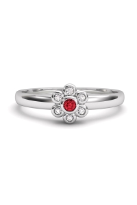 ANILLO ORO BTE 0,04 CT Y RUBI