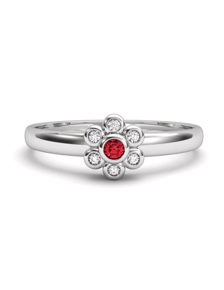 ANILLO ORO BTE 0,04 CT Y RUBI