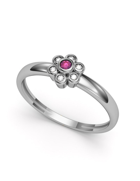 ANILLO ORO BTE 0,04 CT Y RUBI