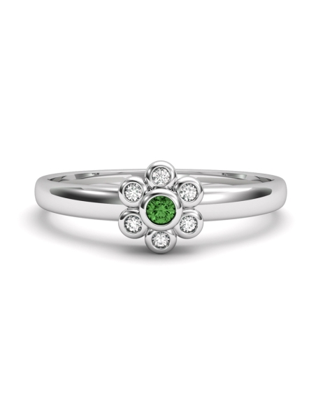 ANILLO ORO BTE 0,04 CT Y ESMERALDA