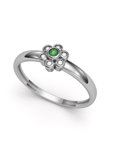 ANILLO ORO BTE 0,04 CT Y ESMERALDA