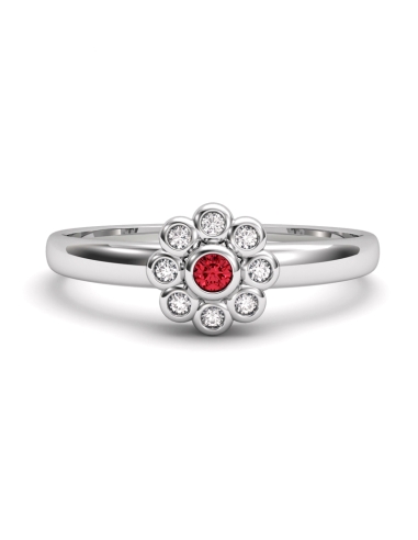 ANILLO ORO BTE 0,05 CT Y RUBI