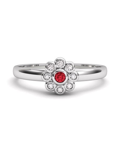 ANILLO ORO BTE 0,05 CT Y RUBI