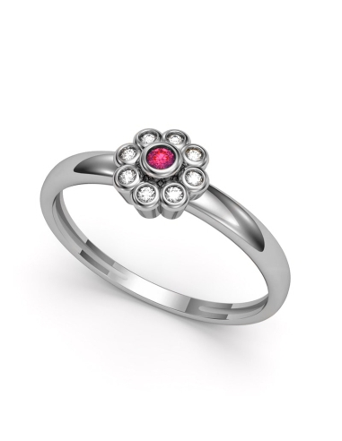 ANILLO ORO BTE 0,05 CT Y RUBI