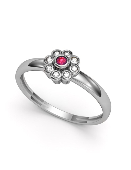 ANILLO ORO BTE 0,05 CT Y RUBI