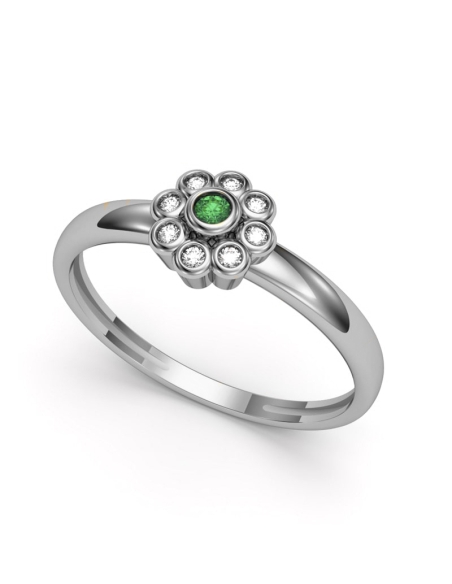 ANILLO ORO BTE 0,05 CT Y ESMERALDA
