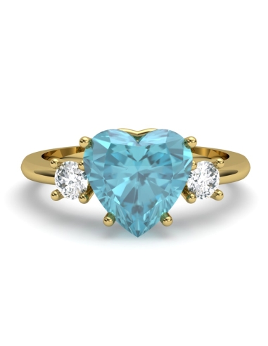 ANILLO GAIA DE ORO Y TOPACIO CON  CORAZÓN 8X8MM