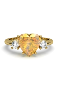 ANILLO GAIA DE ORO Y TOPACIO CON CITRINO CORAZÓN 8X8MM