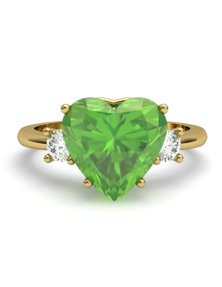 ANILLO GAIA DE ORO Y TOPACIO CON OLIVINA CORAZÓN 9X9MM