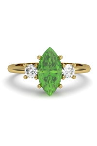 ANILLO GAIA DE ORO Y TOPACIO CON OLIVINA MARQUISE 10X5MM