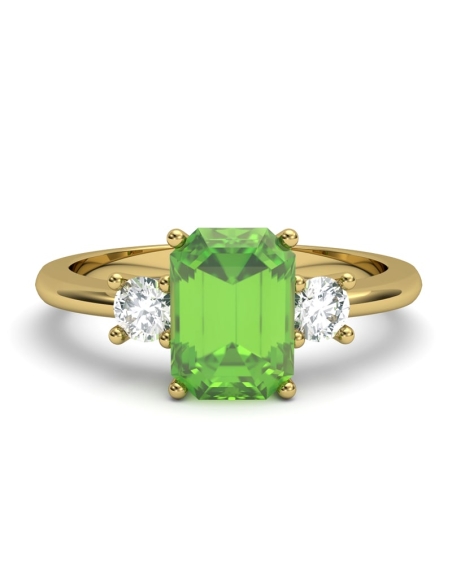 ANILLO GAIA DE ORO Y TOPACIO CON OLIVINA OCTOGONAL 7X5MM