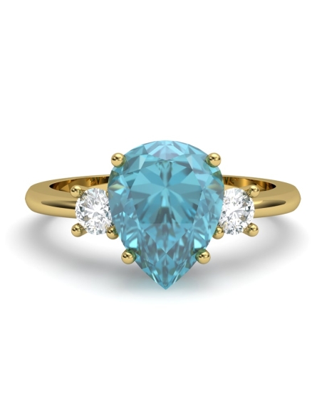 ANILLO GAIA DE ORO Y TOPACIO CON  PERA 9X7MM