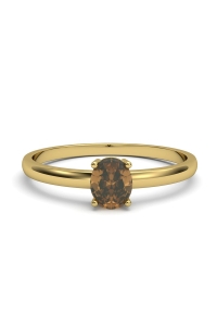 ANILLO OSIRIS DE ORO Y CUARZO FUME OVAL DE 5X4MM