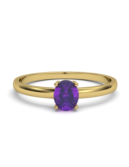 ANILLO OSIRIS DE ORO Y AMATISTA OVAL DE 5X4MM