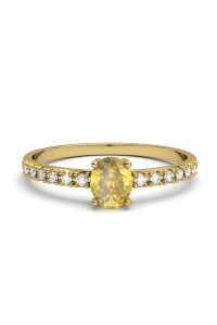ANILLO OSIRIS DE ORO Y TOPACIOS BLANCOS CENTRO CITRINO 5X4MM