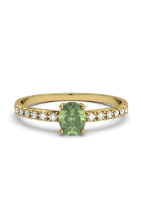 ANILLO OSIRIS DE ORO Y TOPACIOS BLANCOS CENTRO PERIDOTO...