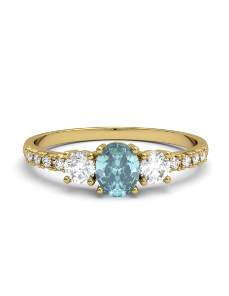 ANILLO OSIRIS DE ORO Y TOPACIOS BLANCOS CON 2 GARRAS DE 3MM Y CENTRO EN  DE 5X4MM