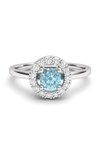 ANILLO ORO DIAMANTE 0.10 CT Y TOPACIO AZUL