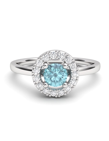 ANILLO ORO DIAMANTE 0.10 CT Y TOPACIO AZUL