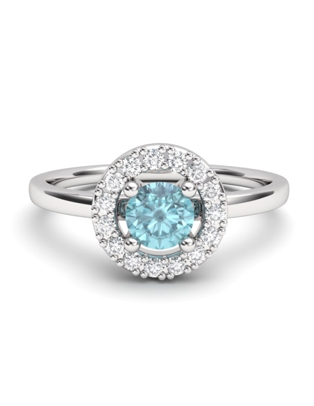 ANILLO ORO DIAMANTE 0.10 CT Y TOPACIO AZUL