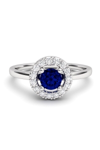 ANILLO ORO DIAMANTE 0.10 CT Y ZAFIRO