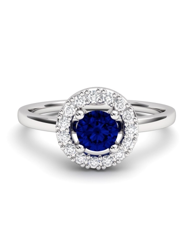 ANILLO ORO DIAMANTE 0.10 CT Y ZAFIRO