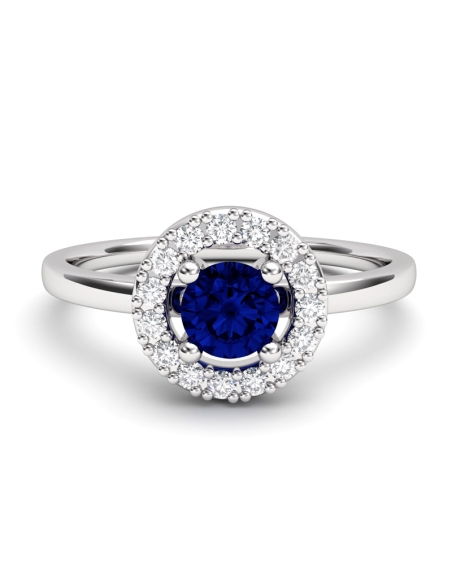 ANILLO ORO DIAMANTE 0.10 CT Y ZAFIRO