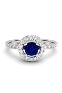 ANILLO ORO BTE 0,17 CT Y ZAFIRO