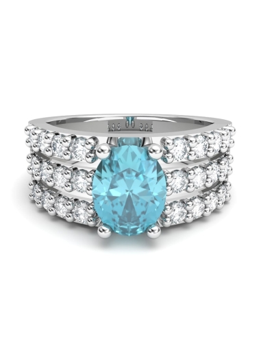 ANILLO ORO BTE 0,75 CT Y TOPACIO AZUL 8X6