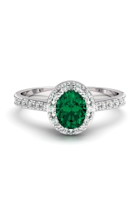 ANILLO ORO BTES 0,15 CT Y ESMERALDA OVAL 5X4