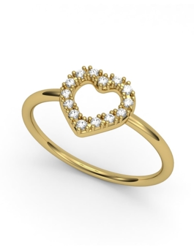 ANILLO DE ORO Y DIAMANTES 0,09 CT CORAZON
