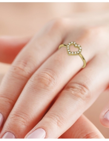 ANILLO DE ORO Y DIAMANTES 0,09 CT CORAZON