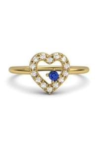 ANILLO DE ORO DIAMANTES 0,09 CT Y ZAFIRO CORAZON
