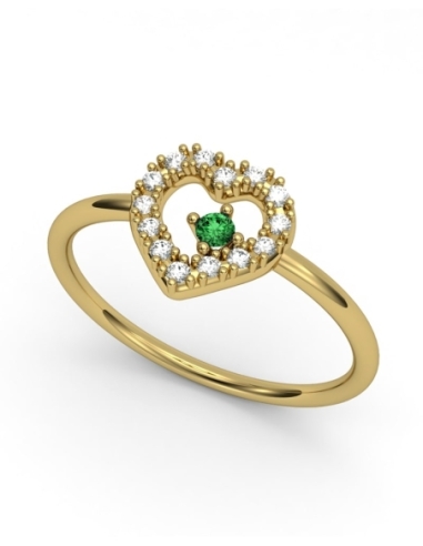 ANILLO DE ORO DIAMANTES 0,09 CT Y ESMERALDA...