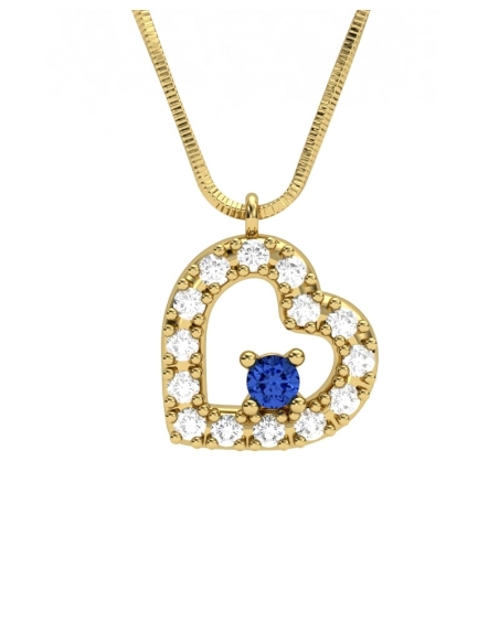 GARGANTILLA DE ORO DIAMANTES 0,09 CT Y ZAFIRO CORAZON