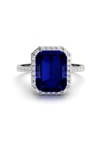 ANILLO ORO DIAMANTES 0.25 CT ZAFIRO OCT. 8X6MM