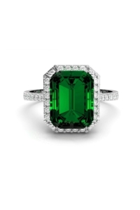 ANILLO VENDOME ORO DIAMANTES 0.25 CT ESMERALDA OCT. 8X6MM