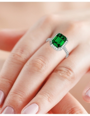 ANILLO VENDOME ORO DIAMANTES 0.25 CT ESMERALDA...