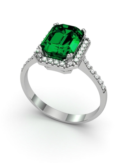 ANILLO VENDOME ORO DIAMANTES 0.25 CT ESMERALDA OCT. 8X6MM