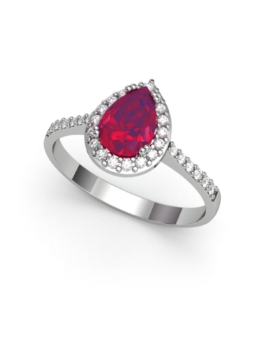 ANILLO VENDOME ORO DIAMANTES 0.21 CT RUBI PERA 7X5